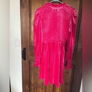 Velvet Hot Pink Dress